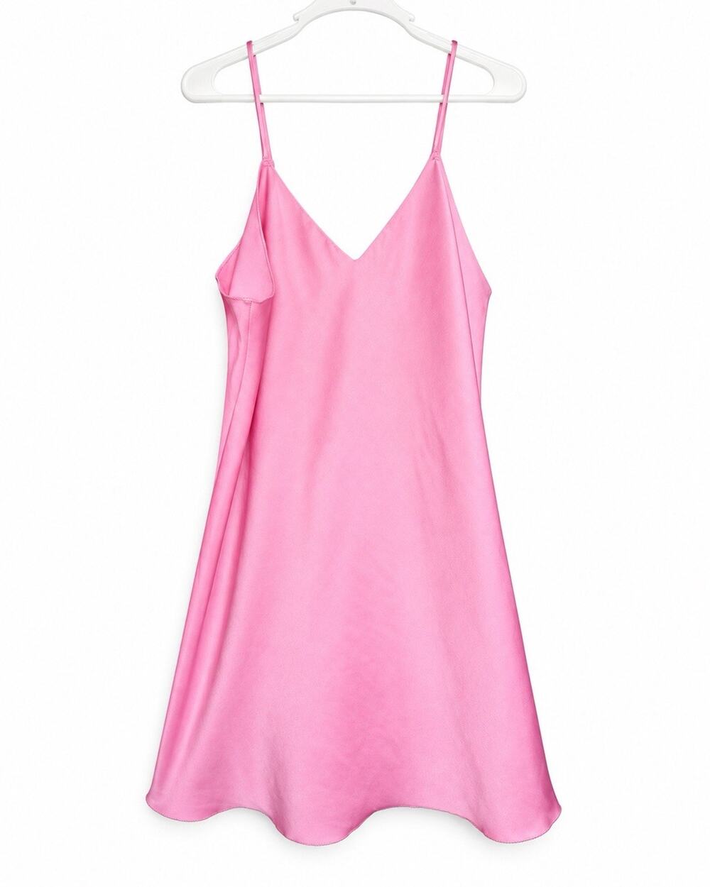 Vintage 80s Victoria’s Secret Pink Satin Slip Dress | size Large L | USA Made